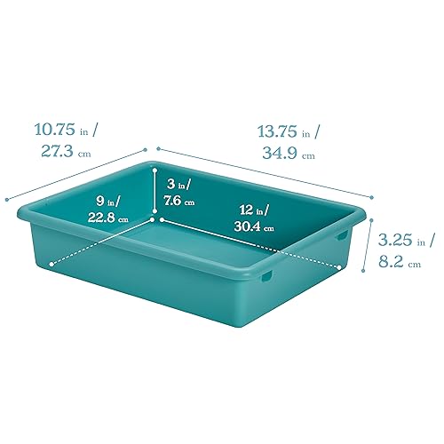 ECR4Kids Letter Size Plastic Tray Organizer with Lids, Small, Storage Bins, Contemporary, 10-Piece - color: Contemporary