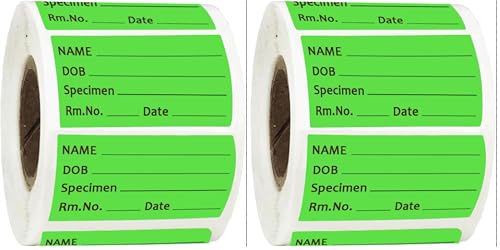 Pathology Labels,2x1 Inches Permanent Paper Label,Pathology Specimen Medical Healthcare Labels,500 Pcs Per Roll (Pack of 2) - size: 2x1 Inch (Pack of 2)
