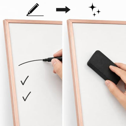 Magnetic Dry Erase Board 12x16 with Foldable Stand, Portable Rose Gold Desktop Whiteboard for Home, Office, School & Kitchen - style: Rose Gold Stand