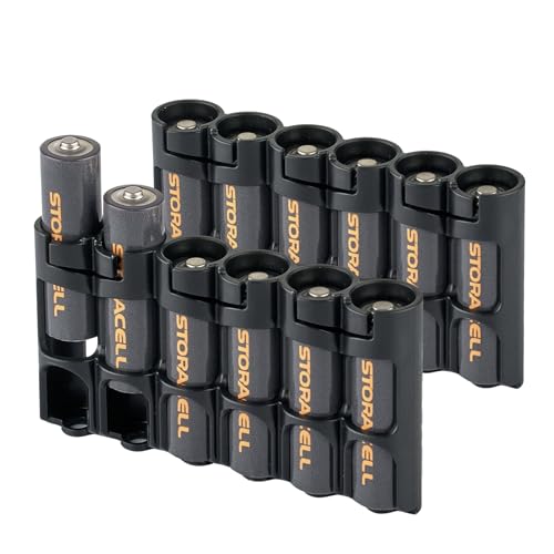 Storacell Slimline AA-6 Battery Storage Caddy and Dispenser (Pack of 2), Black, Holds 6 AA Batteries (Not Included), Durable & Compact Design, The Original Battery Caddy, Made in The USA - color: Black, size: Two Pack