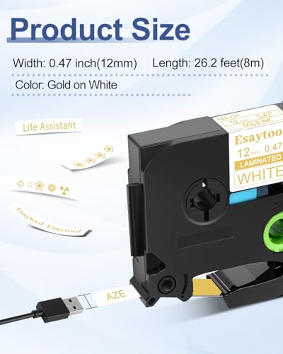 5 Pack Compatible with P-Touch TZe-234 AZE-234 TZ-234 Gold on White 12mm 0.47'' Laminated Label Tape Replacement for Ptouch PT-H100 PT-D200 D210 D400 PT-P700 PT-1000 PT-2030 Label Maker - color: Gold on White, size: 12mm