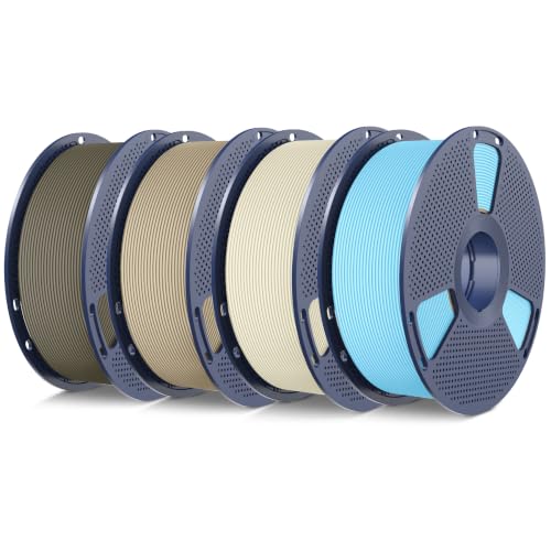 SUNLU 4KG Bundle PLA Matte 1.75mm, Matte Surface 3D Printer Filament - color: Bone White+light Blue+oak+clay, size: 4KG