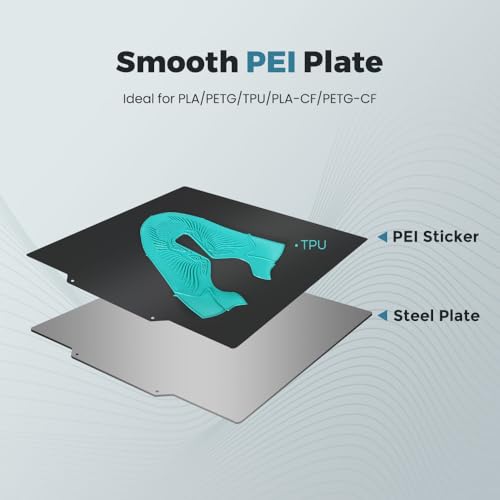 FLASHFORGE AD5M (Pro)/ AD5X 3D Printer Smooth PEI Plate, Upgrade Magnetic Flexible PEI Sticker Sheet, Glue-Free Print with PLA, TPU, Carbon Fiber Filaments - style: Smooth PEI Plate