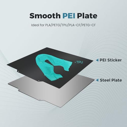 FLASHFORGE AD5M (Pro)/ AD5X 3D Printer Smooth PEI Plate, Upgrade Magnetic Flexible PEI Sticker Sheet, Glue-Free Print with PLA, TPU, Carbon Fiber Filaments - style: Smooth PEI Plate