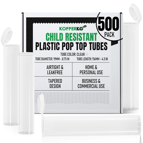 Kopperko Plastic Pill Bottles, 116mm, 500 Pack, Clear - color: Clear, size: 500 Tubes