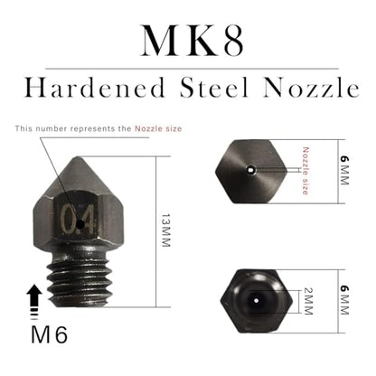 MK8 Nozzles Hardened Steel 3D Printer Extruders Nozzles - size: MK8 Hardened Steel, style: Part: Various Nozzles