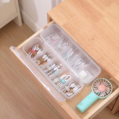 Cable Storage Box, Multi‑Grid Component Organizer, Small Hardware Parts