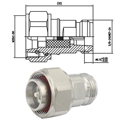 4.3-10 Mini Din Male to N Female Adaptor 4.3/10 Mini Din Male to N Female Adapter with Low PIM 160dBc - color: 4.3-10 Male to N Female