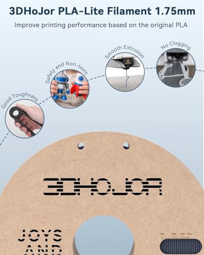 3DHoJor PLA Filament 1.75mm Grey,3D Printing Filament,1kg Cardboard Spool (2.2lbs), Fit Most FDM 3D Printer,Dimensional Accuracy +/- 0.03 mm,Odor Free, Clog Free, No Brittle Filaments - color: Grey