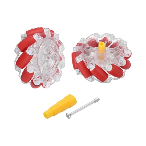 MECCANIXITY 1Set Mecanum Wheels Set with Hexagonal Universal Pins and Screws, 66mm / 2.6" ABS Rubber Omnidirectional Wheels for Smart Robot Car Parts DIY Models Accessories, Red