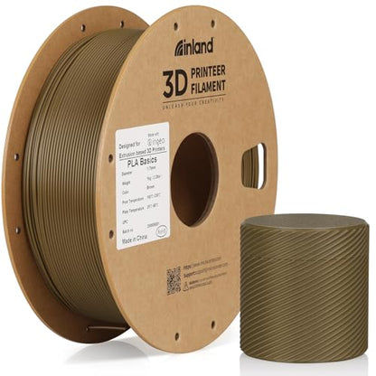 Inland PLA Basics Filament 1.75mm, 1kg Spool – Dimensional Accuracy ±0.02mm, Neatly Wound, Fits Most FDM 3D Printers (Brown, 1 Pack) - color: 1kg Brown