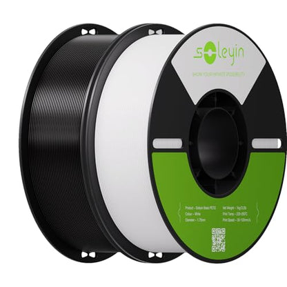 Soleyin PETG Filament 1.75mm 2KG, Black & White 3D Printer Filament, Neatly Wound Strong Toughness, Smooth Glossy Finish, Dimensional Accuracy +/- 0.02mm, Fit Most FDM Printers - color: Black+white, size: Petg