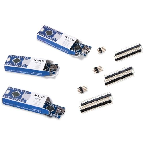 ELEGOO Nano Boards V3.0, ATmega328P CH340, 3-Pack, Compatible with Arduino - size: 3 Pcs Unsoldered Nano without cable