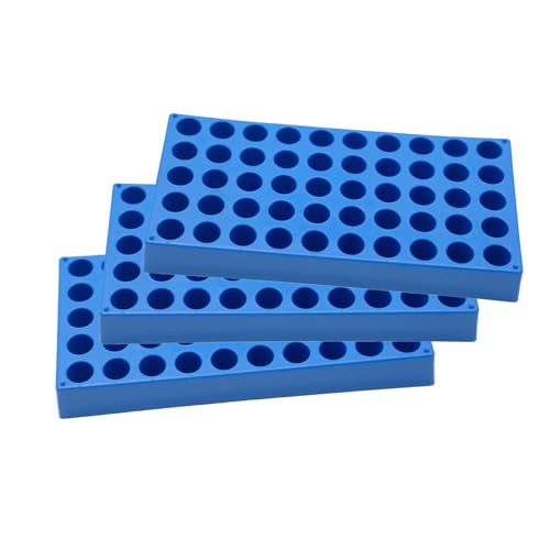 3 Pcs Vial Rack, 50 Holes for 4mL HPLC Sample Bottles, 16mm Diameter - color: Blue, size: 16mm