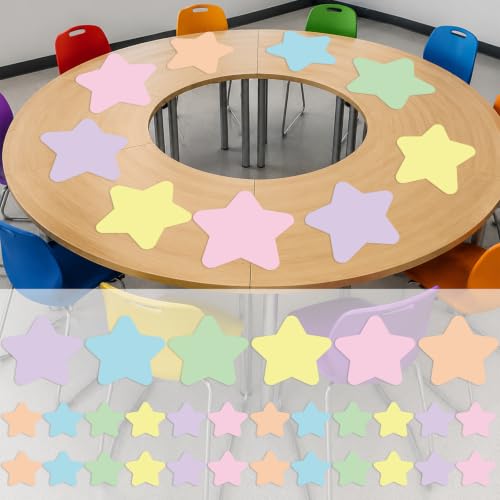 48Pcs Large Star Dry Erase Dots for Classroom Table, 12inch, Pastel - color: Pastel