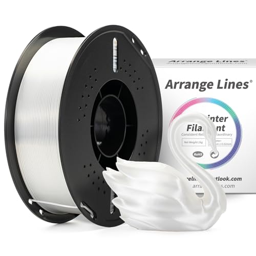 3D Printer Filament, PLA Filament High-Gloss Silk Pearl White, 1.75mm 3D Priting Filament Smooth, Odorless, Premium Vacuum Sealed, Perfect Printing for Crafts & DIY, Ideal for Home & Office, 1kg Spool - color: Silk Pearl White