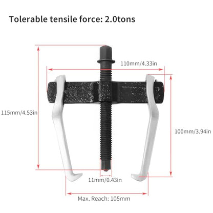 Beam 2 Jaw Puller 4" Bearing Gear Pullers, 115mm Hex Head Screw - size: 2Jaw 4In 110×115MM