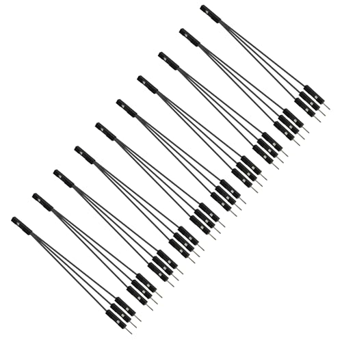 GELRHONR 10Pcs Wire 3 Pins Single Female to 3 Male Jumper for PC Motherboard Power Light-Emitting Diode Computer Case Switch Power Reset Buttons (Female to 3 Male) - color: Female to 3 Male