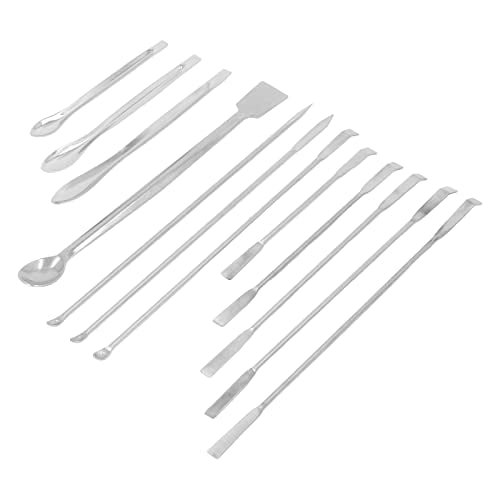 Generic 12Pcs Laboratory Spatula, Stainless Steel Micro Scoop with Dual Head Design for Experiment and Home Use, Includes Storage Bag