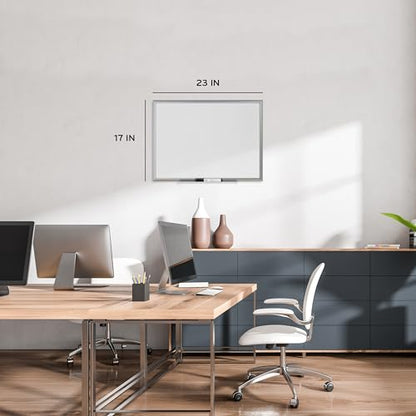 U Brands Magnetic Dry Erase Board White Board, 24" x 18", Silver Aluminum Frame, Includes Marker - size: 23"W x 17"H
