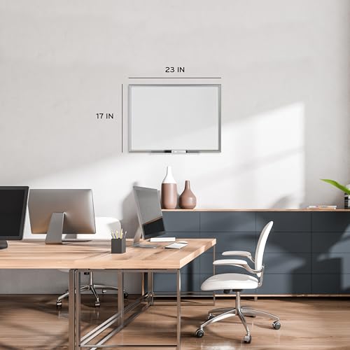 U Brands Magnetic Dry Erase Board White Board, 24" x 18", Silver Aluminum Frame, Includes Marker - size: 23"W x 17"H