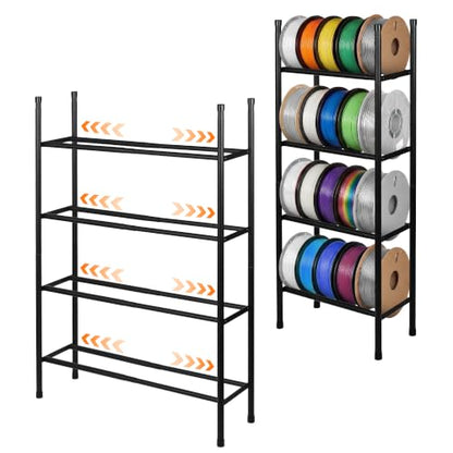 4-Tier 3D Printer Filament Storage Rack, Expandable Spool Organizer - size: 4-Tier
