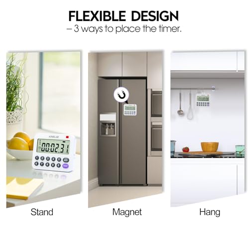AIMILAR Magnetic Digital Kitchen Timer with Direct Numerical Keypad, Loud Alarm - 99Hr Countdown Count Up Timer for Cooking Baking Classroom, Batteries Included - color: Purple-1