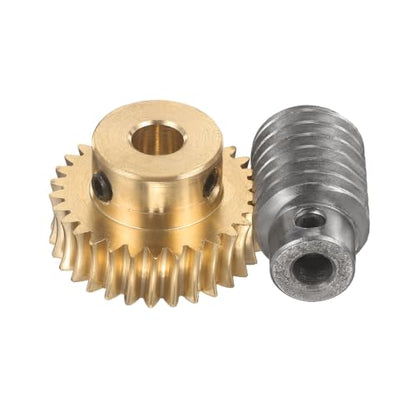 uxcell Worm Gear Set 30T 1 Module 30:1 Reduction Rate, 8mm/6mm Bore - size: 8mm/6mm Bore (1Mod 30T)