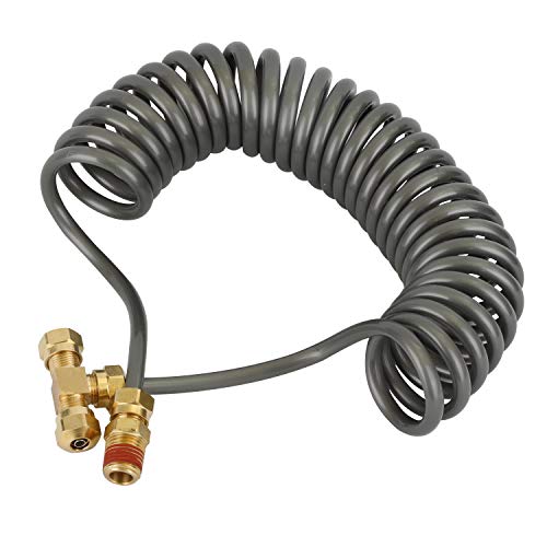 Heavy Duty Air Seat Blow Gun Kit for Truck, 1/4 Inch × 11.5 Feet PU Coil Air Hose, Lever Air Blow Gun with 2 Tips