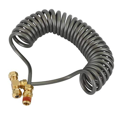 Heavy Duty Air Seat Blow Gun Kit for Truck, 1/4 Inch × 11.5 Feet PU Coil Air Hose, Lever Air Blow Gun with 2 Tips