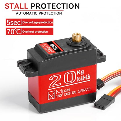 Miuzei 20KG Servo Motor High Torque Metal Gear Digital for 1/10 RC Car 1Pcs