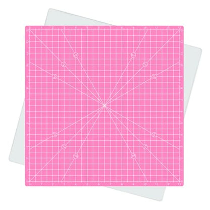 Rotating Self Healing Cutting Mat 14"x14" (13" Grid), Square Sewing Cutting Mat Board Perfect for Fabric Quilting & Art Projects, Pink - color: Pink