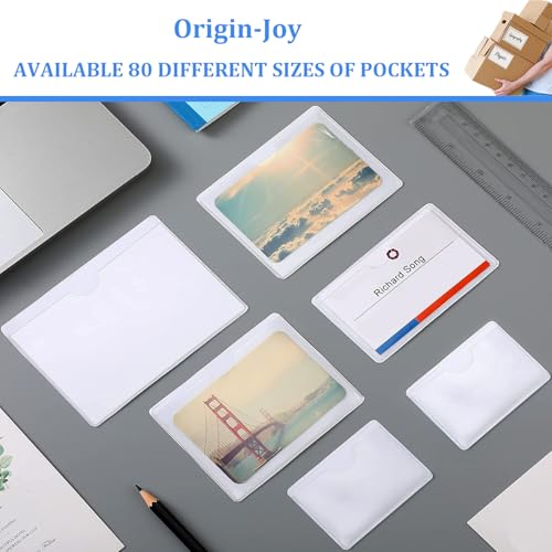 Origin-Joy 25 PCS Self-Adhesive Index Label Pockets, Clear Plastic Peel & Stick Card Holders with Top Open for Loading (8.5 x 11 inch) - size: 8.5 x 11 inch, style: Vertical