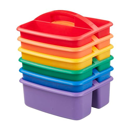 ECR4Kids 2-Compartment Large Storage Caddy Organizer, 6-Pack, Primary - color: Primary
