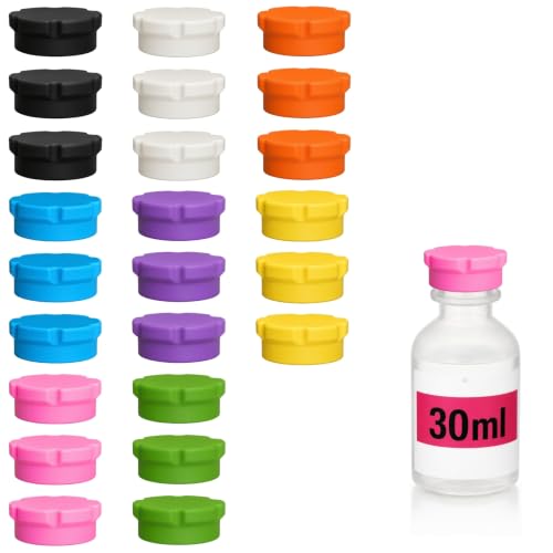 5ml 10ml 30ml Glass Vial Caps, 20mm Peptide Vial Caps (24Pcs / 8Colors) - color: 24Pcs / 8Colors