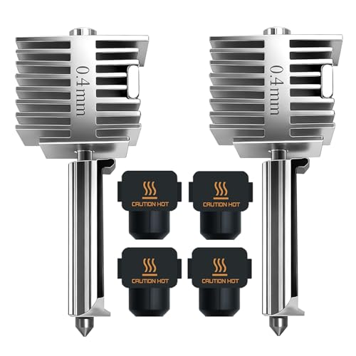 Bulto 2Pcs 0.4mm Hotend Kit for Bambu Lab A1/A1 Mini/A2L, Stainless Steel Integrated Design, High-Precision A1/A2L Nozzle Set with 4 Silicone Socks for Bambu A2L/A1 3D Printer, 3D Printer Accessories
