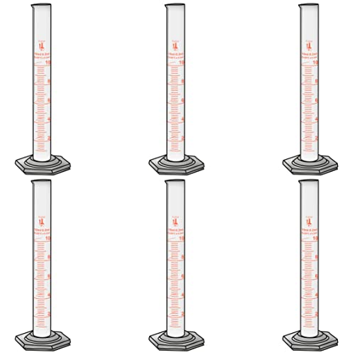 10ml Graduated Cylinder, Borosilicate 3.3 Glass, Single Metric Scale, Class B, Karter Scientific 213I21 (Pack of 6) - size: 10ml, style: Pack of 6
