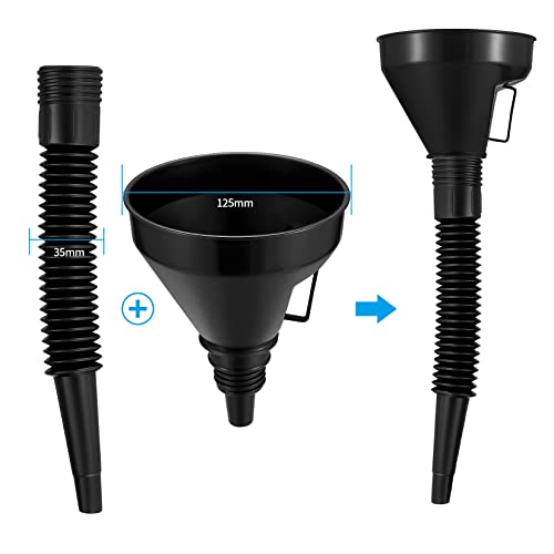 6 Pcs Automotive Funnels Set, Wide Mouth Fuel Funnels,Automotive Oil Funnel