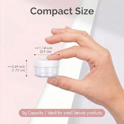 5 Gram Sample Containers 50 Count Small Travel Containers with Lids - color: White
