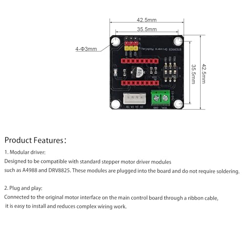 2Pcs 3D Printer 42 Stepper Motor Driver Expansion Board DRV8825 A4988 3D Printer Control Shield Module - style: 2Pcs 42 Stepper Motor Driver Expansion Board DRV8825/A4988