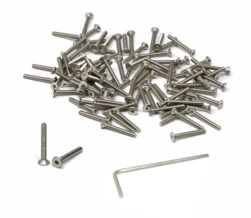 iexcell 100 Pcs M2 x 15mm Thread Pitch 0.4 mm Stainless Steel 304 Hex Socket Flat Head Cap Screws Bolts Kit - size: M2 x 15mm