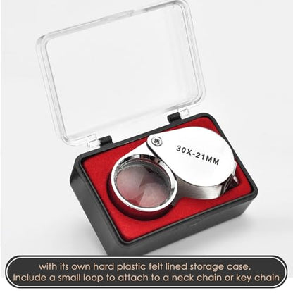 KINGMAS Foldable Jewelry Loupe 30x 21mm Jewelers Magnifying Glass
