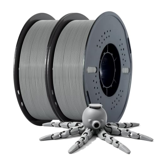 Kingroon PLA 3D Printer Filament, Dimensional Accuracy +/- 0.02 mm, 1kg Spool(2.2lbs), 1.75 mm, 2KG Grey - color: 2*1kg Grey