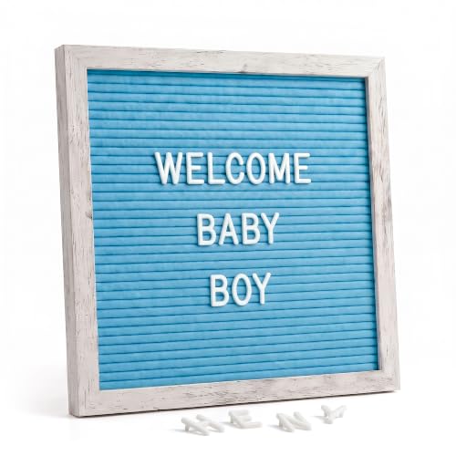 Rustic Blue Felt Letter Board 10x10 Inch for Baby Boy Announcements - color: Rustic Blue