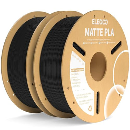 ELEGOO Matte PLA 3D Printer Filament Matte Black 2KG 1.75mm - color: Black-2 Pack