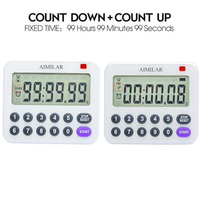 AIMILAR Magnetic Digital Kitchen Timer with Direct Numerical Keypad, Loud Alarm - 99Hr Countdown Count Up Timer for Cooking Baking Classroom, Batteries Included - color: Purple-1