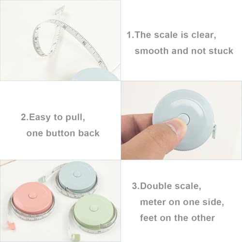ELANE Tape Measure Package Includes 9 Cartoon Cute Mini Tape Measures for Body, Sewing, Cutting, Weight Loss Measurement (Round-3 Colors(Empty)) - color: Round-3 colors