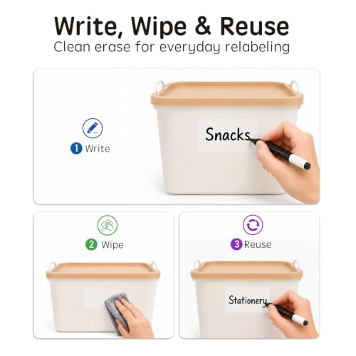 Dry Erase Labels Stickers, Reusable, White, 60 Pack, 1.2 x 2 Inch - color: White
