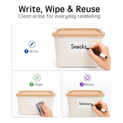 Dry Erase Labels Stickers, Reusable, White, 60 Pack, 1.2 x 2 Inch - color: White