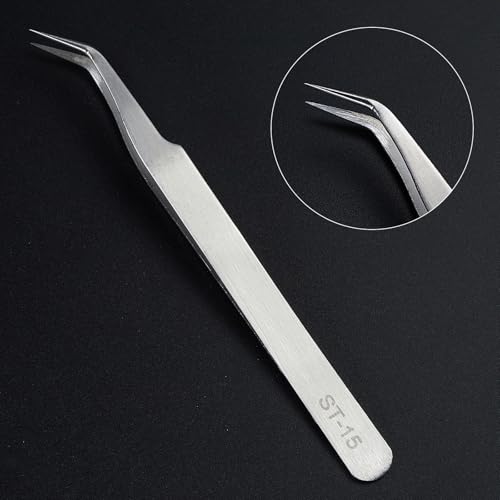 Precision Tweezers Set,Upgraded Stainless Steel of Craft Tweezers - Extra Fine,Angled,Blunt Tips for Electronics,Hobby, Industrial,Laboratory Work,Jewelry-Making,Model,Cooking